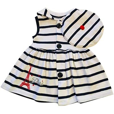 Tim Pouce Robe marinière Bleu Marine et Blanc avec Broderie Motif Tour Eiffel en Rouge, Impression Paris en argenté et béret Assorti Taille 24 Mois - Publicité Tim Pouce Robe marinière Bleu Marine et Blanc avec Broderie Motif Tour Eiffel en Rouge, Impression Paris en argenté et béret Assorti Taille 24 Mois - Publicité