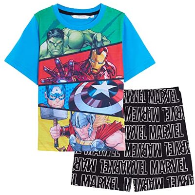 Marvel Pyjamas Courts Avengers pour garçons, Ensemble de Pyjamas Shortie avec T-Shirt et Short, vêtements de Nuit de Super héros pour Enfants, Bleu, 4-5 Ans - Publicité Marvel Pyjamas Courts Avengers pour garçons, Ensemble de Pyjamas Shortie avec T-Shirt et Short, vêtements de Nuit de Super héros pour Enfants, Bleu, 4-5 Ans - Publicité