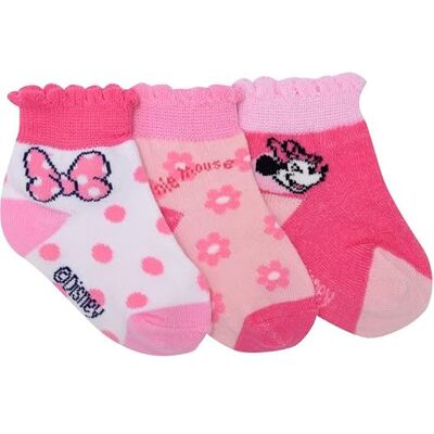 Ellepi lot de 3 paires de chaussettes bébé Disney en coton doux, Minnie rose, 12-18 mois - Publicité Ellepi lot de 3 paires de chaussettes bébé Disney en coton doux, Minnie rose, 12-18 mois - Publicité