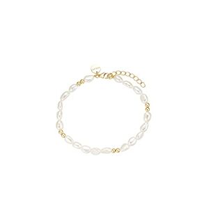 NOELANI bracelet 925 argent sterling dames bijoux de bras, avec perle de culture d'eau douce, 16+3 cm, or, Livré en boîte cadeau de bijoux, - Publicité