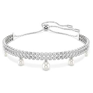 Swarovski x Ariana Grande Bracelet, avec Crystal Pearls et deux rangées de cristaux Zirconia de taille ronde, chaîne en métal rhodié - Publicité Swarovski x Ariana Grande Bracelet, avec Crystal Pearls et deux rangées de cristaux Zirconia de taille ronde, chaîne en métal rhodié - Publicité