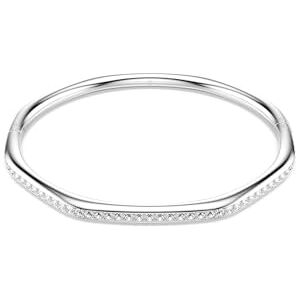 Swarovski Bracelet-jonc de la collection Dextera, de forme octogonale et de taille ronde, avec des cristaux incolores et une chaîne en métal rhodié, taille S - Publicité Swarovski Bracelet-jonc de la collection Dextera, de forme octogonale et de taille ronde, avec des cristaux incolores et une chaîne en métal rhodié, taille S - Publicité