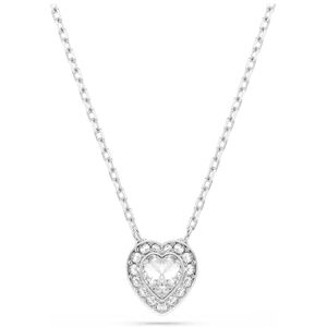 Swarovski x Ariana Grande Collier, pendentif en forme de cœur blanc entouré d'un pavé de cristaux incolores, design romantique et scintillant, taille ajustable, métal rhodié - Publicité Swarovski x Ariana Grande Collier, pendentif en forme de cœur blanc entouré d'un pavé de cristaux incolores, design romantique et scintillant, taille ajustable, métal rhodié - Publicité