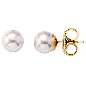 Majorica Boucles d'Oreilles Perle Lyra En Plaqué Or Avec Argent Rhodié Perle Ronde de 8mm Fermoir Type Papillon Bijoux pour femme - Publicité Majorica Boucles d'Oreilles Perle Lyra En Plaqué Or Avec Argent Rhodié Perle Ronde de 8mm Fermoir Type Papillon Bijoux pour femme - Publicité