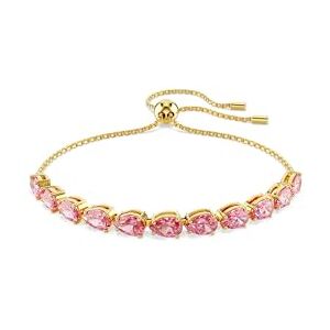 Swarovski Bracelet Tennis, de la collection Matrix, composé d'une ligne de cristaux Zirconia roses de taille goutte, dans un sertissage griffes, avec placage de ton or - Publicité Swarovski Bracelet Tennis, de la collection Matrix, composé d'une ligne de cristaux Zirconia roses de taille goutte, dans un sertissage griffes, avec placage de ton or - Publicité