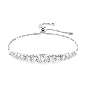 Swarovski Bracelet Tennis Matrix, dégradé de cristaux blancs tailles rondes, fermoir coulissant ajustable, style élégant et lumineux, métal rhodié - Publicité Swarovski Bracelet Tennis Matrix, dégradé de cristaux blancs tailles rondes, fermoir coulissant ajustable, style élégant et lumineux, métal rhodié - Publicité