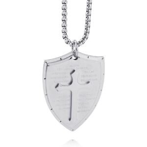 Caiduoduo Bouclier de verset biblique Dieu Joshua Croix de foi Collier pendentif en acier inoxydable pour hommes femmes prière foi bijoux cadeau - Publicité Caiduoduo Bouclier de verset biblique Dieu Joshua Croix de foi Collier pendentif en acier inoxydable pour hommes femmes prière foi bijoux cadeau - Publicité