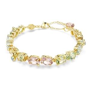 Swarovski Bracelet Tennis Gema, cristaux multicolores à tailles variées sur rangée délicate, sertissage effet bulle, longueur réglable 15,5–20 cm, fermoir mousqueton, placage ton or - Publicité Swarovski Bracelet Tennis Gema, cristaux multicolores à tailles variées sur rangée délicate, sertissage effet bulle, longueur réglable 15,5–20 cm, fermoir mousqueton, placage ton or - Publicité