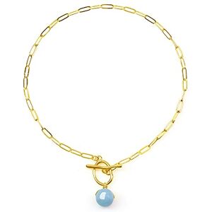 COAI Collier Chaîne Gros Maillons Pendentif Rond Aigue-Marine Femme - Publicité COAI Collier Chaîne Gros Maillons Pendentif Rond Aigue-Marine Femme - Publicité