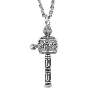 Caiduoduo amulette homme collier pull chaîne rétro portable moulin à prières pendentif - Publicité Caiduoduo amulette homme collier pull chaîne rétro portable moulin à prières pendentif - Publicité