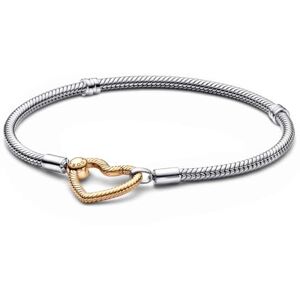 Pandora Moments Bracelet maille serpent en argent sterling avec fermoir cœur en métal plaqué or 14 carats, 19 - Publicité Pandora Moments Bracelet maille serpent en argent sterling avec fermoir cœur en métal plaqué or 14 carats, 19 - Publicité