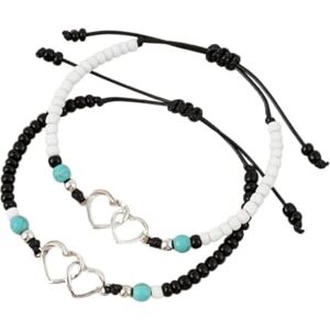 Dishowme Lot de 2 bracelets de cheville en forme de cœur avec perles turquoises pour l'été, la plage, les pieds nus, sandales, bijoux pour femmes et filles, Métal - Publicité Dishowme Lot de 2 bracelets de cheville en forme de cœur avec perles turquoises pour l'été, la plage, les pieds nus, sandales, bijoux pour femmes et filles, Métal - Publicité