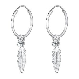 Elli Boucles d'Oreilles Femme Créole Pendentif Plume Filigrane avec Cristaux en Argent Sterling 925 - Publicité Elli Boucles d'Oreilles Femme Créole Pendentif Plume Filigrane avec Cristaux en Argent Sterling 925 - Publicité