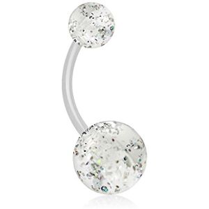 PunkJewelry Piercing Piercing Nombril Barbell Bioflex Paillettes Bioflex (Flexible Plastique) Blanc - Publicité PunkJewelry Piercing Piercing Nombril Barbell Bioflex Paillettes Bioflex (Flexible Plastique) Blanc - Publicité