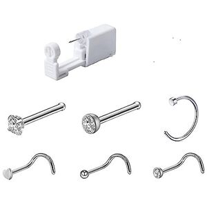 MaoNativey Kit de Piercing Nez Jetable, Pistolet de Perçage Pistolets Piercing D'Oreille Outils Oreille avec 6 Goujons Nez Kit Pistolet à Piercing Nez Sûr pour Filles Femmes et Hommes - Publicité MaoNativey Kit de Piercing Nez Jetable, Pistolet de Perçage Pistolets Piercing D'Oreille Outils Oreille avec 6 Goujons Nez Kit Pistolet à Piercing Nez Sûr pour Filles Femmes et Hommes - Publicité