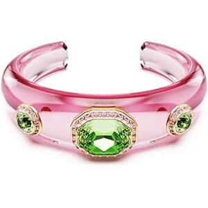 Swarovski Manchette Dulcis multicolore, trois cristaux verts entourés de pavé rose sur bracelet rose vif, manchette mode bonbon, placage ton or, taille S - Publicité Swarovski Manchette Dulcis multicolore, trois cristaux verts entourés de pavé rose sur bracelet rose vif, manchette mode bonbon, placage ton or, taille S - Publicité