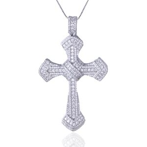 Halukakah Collier Pendentif Croix pour Hommes en Moissanite, 5,0 ct de Diamants Cultivés en Laboratoire,Plaqué Or Blanc Platine 925 Argent Sterling,Chaîne en Boîte 45cm,Bijoux Religieux de Luxe Cadeau - Publicité Halukakah Collier Pendentif Croix pour Hommes en Moissanite, 5,0 ct de Diamants Cultivés en Laboratoire,Plaqué Or Blanc Platine 925 Argent Sterling,Chaîne en Boîte 45cm,Bijoux Religieux de Luxe Cadeau - Publicité