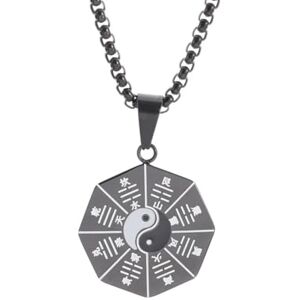 Caiduoduo Collier pendentif à motif d’aiguille de Tai Chi Bagua en acier inoxydable créatif de mode pour hommes femmes bijoux d’amulette taoïste classique - Publicité Caiduoduo Collier pendentif à motif d’aiguille de Tai Chi Bagua en acier inoxydable créatif de mode pour hommes femmes bijoux d’amulette taoïste classique - Publicité