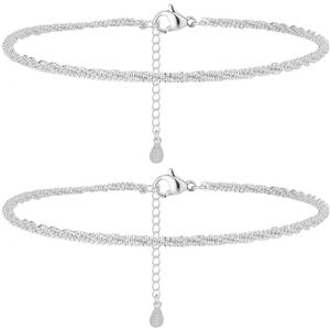 AzureRay Bracelets de cheville femme Double chaîne élégante et scintillante, réglables, sans nickel, bijoux d'été pour la plage et la vie quotidienne - Publicité AzureRay Bracelets de cheville femme Double chaîne élégante et scintillante, réglables, sans nickel, bijoux d'été pour la plage et la vie quotidienne - Publicité