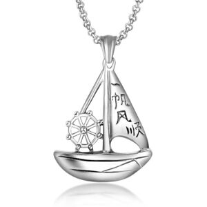 Caiduoduo Ornement en acier titane voilier voilier collier marine bateau pendentif collier personnalisé ornement - Publicité Caiduoduo Ornement en acier titane voilier voilier collier marine bateau pendentif collier personnalisé ornement - Publicité