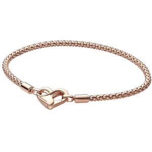 Pandora Moments Bracelet maille cloutée en métal plaqué or rose 14 carats avec fermoir en forme de cœur, 20 - Publicité Pandora Moments Bracelet maille cloutée en métal plaqué or rose 14 carats avec fermoir en forme de cœur, 20 - Publicité