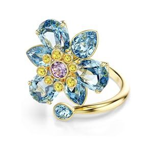 Swarovski Bague ouverte Idyllia, tailles mixtes, fleur, bleu, plaqué or, cristal, zircon cubique, Cristal, Zircone cubique - Publicité Swarovski Bague ouverte Idyllia, tailles mixtes, fleur, bleu, plaqué or, cristal, zircon cubique, Cristal, Zircone cubique - Publicité