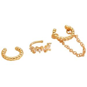 XFSRG Lot de 3 Boucle d’Oreille Vintage à Clip Ear Cuffs Sans Perçage avec Chaînette Détails en Zirconium et Effet Perlé Bijoux Élégants pour Femme au Quotidien et en Soirée (Or) - Publicité XFSRG Lot de 3 Boucle d’Oreille Vintage à Clip Ear Cuffs Sans Perçage avec Chaînette Détails en Zirconium et Effet Perlé Bijoux Élégants pour Femme au Quotidien et en Soirée (Or) - Publicité