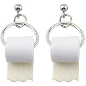 Hislaves Boucles d'oreilles tendance en forme de rouleau de papier toilette pour femme En cuir synthétique Pour la vie quotidienne, Simili cuir, - Publicité