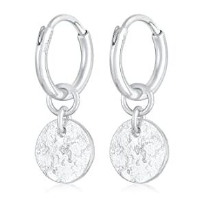 Elli Boucles d'Oreilles Femmes Créoles Pendentif Plaquette Martelé Amovible en Argent Sterling 925 - Publicité Elli Boucles d'Oreilles Femmes Créoles Pendentif Plaquette Martelé Amovible en Argent Sterling 925 - Publicité