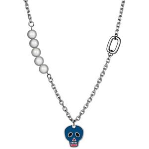 Caiduoduo Titane acier mode collier hommes personnalité perle chaîne bleu tête de mort pendentif collier femme accessoires - Publicité Caiduoduo Titane acier mode collier hommes personnalité perle chaîne bleu tête de mort pendentif collier femme accessoires - Publicité