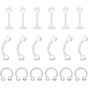 LuLiyLdJ support de perçage d'oreille flexible 18 pièces perçage de lèvre acrylique piercing de sourcil cerceau spirale membrane de tragus anneau de fer à cheval piercing bijoux - Publicité LuLiyLdJ support de perçage d'oreille flexible 18 pièces perçage de lèvre acrylique piercing de sourcil cerceau spirale membrane de tragus anneau de fer à cheval piercing bijoux - Publicité