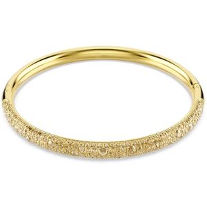 Swarovski Bracelet-jonc, de la collection Sublima, à moitié pavé de cristaux Zirconia ton or de tailles variées, et un placage de ton or, taille M - Publicité Swarovski Bracelet-jonc, de la collection Sublima, à moitié pavé de cristaux Zirconia ton or de tailles variées, et un placage de ton or, taille M - Publicité