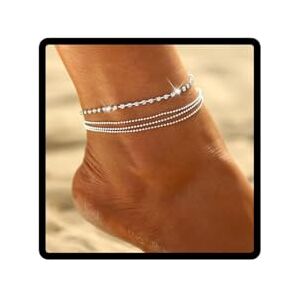Wedity Boho Cristal Bracelets De Cheville Argent Multicouche Chaîne De Perles Bracelets De Cheville Accessoires De Plage Bijoux De Pied Réglable pour Femmes Filles - Publicité Wedity Boho Cristal Bracelets De Cheville Argent Multicouche Chaîne De Perles Bracelets De Cheville Accessoires De Plage Bijoux De Pied Réglable pour Femmes Filles - Publicité