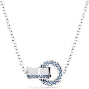 Swarovski Collier Hollow composé de deux anneaux entrelacés, ornés d'un pavage bleu, en métal rhodié - Publicité Swarovski Collier Hollow composé de deux anneaux entrelacés, ornés d'un pavage bleu, en métal rhodié - Publicité