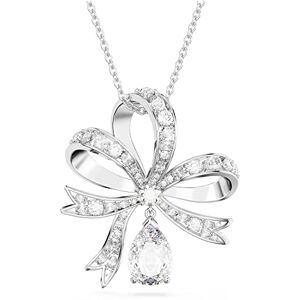 Swarovski Collier Volta long, pendentif nœud blanc, en métal rhodié - Publicité Swarovski Collier Volta long, pendentif nœud blanc, en métal rhodié - Publicité