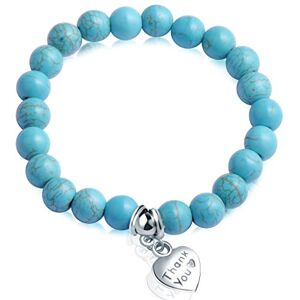 Feilok Bracelet de perles de 8 mm pour homme, femme et enfant en alliage de turquoise Bracelet d'énergie Bracelet à maillons en pierre précieuse Bleu avec amour, Métal, Agate - Publicité Feilok Bracelet de perles de 8 mm pour homme, femme et enfant en alliage de turquoise Bracelet d'énergie Bracelet à maillons en pierre précieuse Bleu avec amour, Métal, Agate - Publicité