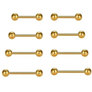 DMNQ 8 Pièces Piercing Langue Métal Barre de Langue Piercing a la Langue, Filetage Extérieur en Acier Chirurgical, Retenue de Perçage, pour Langue, Lèvres, 12/14/16/18 mm, Doré - Publicité DMNQ 8 Pièces Piercing Langue Métal Barre de Langue Piercing a la Langue, Filetage Extérieur en Acier Chirurgical, Retenue de Perçage, pour Langue, Lèvres, 12/14/16/18 mm, Doré - Publicité
