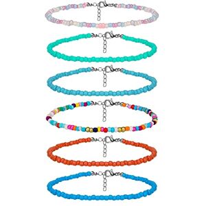SAVITA Bracelets de cheville perlés faits à la main, perles de verre de bohème colorées bracelets de cheville chaîne réglable cadeaux de fil élastique, One Size, Fer, perle de verre - Publicité SAVITA Bracelets de cheville perlés faits à la main, perles de verre de bohème colorées bracelets de cheville chaîne réglable cadeaux de fil élastique, One Size, Fer, perle de verre - Publicité
