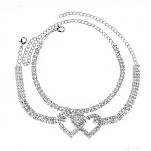 Faruodis Lot de 2 bracelets de cheville en cristal avec cœur Style vintage Strass Réglable Pour femme - Publicité Faruodis Lot de 2 bracelets de cheville en cristal avec cœur Style vintage Strass Réglable Pour femme - Publicité