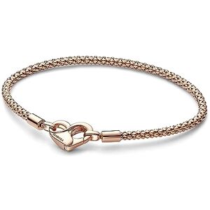 Pandora Moments Bracelet maille cloutée en métal plaqué or rose 14 carats avec fermoir en forme de cœur, 17 - Publicité Pandora Moments Bracelet maille cloutée en métal plaqué or rose 14 carats avec fermoir en forme de cœur, 17 - Publicité