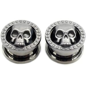 LGXLGX 2 Pièces 8-25mm Acier inoxydable Tête de mort Vis ronde Oreille Gauges Tunnels Bouchons Élargisseur Étireur Boucles d'oreille Bijoux de perçage corporel(Black,10mm) - Publicité LGXLGX 2 Pièces 8-25mm Acier inoxydable Tête de mort Vis ronde Oreille Gauges Tunnels Bouchons Élargisseur Étireur Boucles d'oreille Bijoux de perçage corporel(Black,10mm) - Publicité