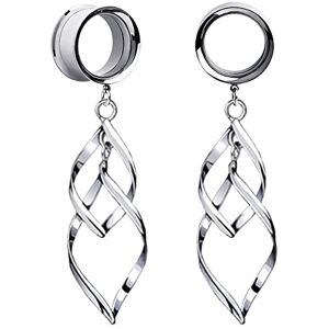 LGXLGX 2 Pièces Gauge Tunnels de perçage Pendentif Double spirale Acier inoxydable 316 Hypoallergénique Bouchons d'oreille pour Élargisseur oreille Bijouterie de corps(10mm) - Publicité LGXLGX 2 Pièces Gauge Tunnels de perçage Pendentif Double spirale Acier inoxydable 316 Hypoallergénique Bouchons d'oreille pour Élargisseur oreille Bijouterie de corps(10mm) - Publicité