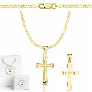 ZELYA Collier en or avec croix/médaillon Chaîne maille gourmette plaquée or 925/585 4K pour filles & garçons – 45-60 cm Chaîne de communion avec croix, chaîne pour enfants pour la communion & le - Publicité ZELYA Collier en or avec croix/médaillon Chaîne maille gourmette plaquée or 925/585 4K pour filles & garçons – 45-60 cm Chaîne de communion avec croix, chaîne pour enfants pour la communion & le - Publicité