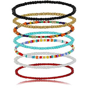Cubahop Lot de 7 bracelets de cheville colorés de style bohème fait à la main avec perles de rocaille Accessoires de pied d'été pour femmes et filles - Publicité Cubahop Lot de 7 bracelets de cheville colorés de style bohème fait à la main avec perles de rocaille Accessoires de pied d'été pour femmes et filles - Publicité