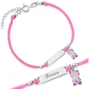 Sakrami Bracelet Argent 925 Enfant Cordon Rose Ours Rose Plaque Gravée Kids Collection + Boîte Cadeau Personnalisée Bracelet de Naissance Communion ou Baptême - Publicité Sakrami Bracelet Argent 925 Enfant Cordon Rose Ours Rose Plaque Gravée Kids Collection + Boîte Cadeau Personnalisée Bracelet de Naissance Communion ou Baptême - Publicité