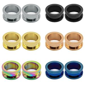ZeSen Jewelry 6 paires Tunnels vis en acier inoxydable Fit Plugs chair Expander Jauges Ear Brancard de perçage (2) Jauge = 2g (6 mm) - Publicité ZeSen Jewelry 6 paires Tunnels vis en acier inoxydable Fit Plugs chair Expander Jauges Ear Brancard de perçage (2) Jauge = 2g (6 mm) - Publicité