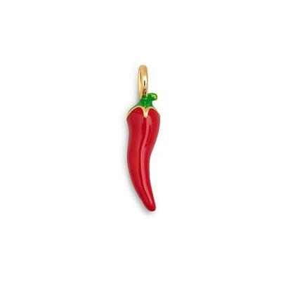 SINGULARU Charm Piment. Laiton avec finition plaqué or 8 kt. Pendentif motif piment avec détails émaillés. Fermoir mousqueton. Bijoux pour femme - Publicité SINGULARU Charm Piment. Laiton avec finition plaqué or 8 kt. Pendentif motif piment avec détails émaillés. Fermoir mousqueton. Bijoux pour femme - Publicité