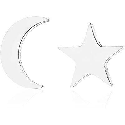 BlackAmazement Lot de 2 boucles d'oreilles en acier inoxydable 316L Motif étoile lune Argenté rose doré noir pour femme, Acier inoxydable - Publicité BlackAmazement Lot de 2 boucles d'oreilles en acier inoxydable 316L Motif étoile lune Argenté rose doré noir pour femme, Acier inoxydable - Publicité