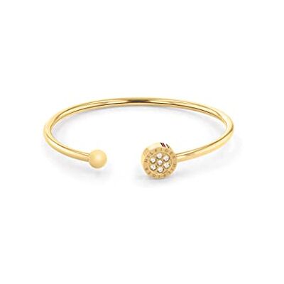 Tommy Hilfiger Jewelry Bracelet Bangle Ouvert pour Femme en Or Jaune avec Cristaux - Publicité Tommy Hilfiger Jewelry Bracelet Bangle Ouvert pour Femme en Or Jaune avec Cristaux - Publicité