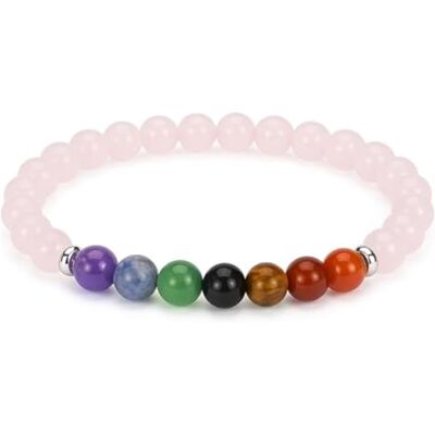 Felicidade Bracelet 7 Chakras en Quartz Rose – Pierres Fines Naturelles 6MM – Bijou Énergétique & Coloré – Harmonie, Bien-Être & Équilibre – Bracelet Femme & Homme – Idée Cadeau Lithothérapie - Publicité Felicidade Bracelet 7 Chakras en Quartz Rose – Pierres Fines Naturelles 6MM – Bijou Énergétique & Coloré – Harmonie, Bien-Être & Équilibre – Bracelet Femme & Homme – Idée Cadeau Lithothérapie - Publicité